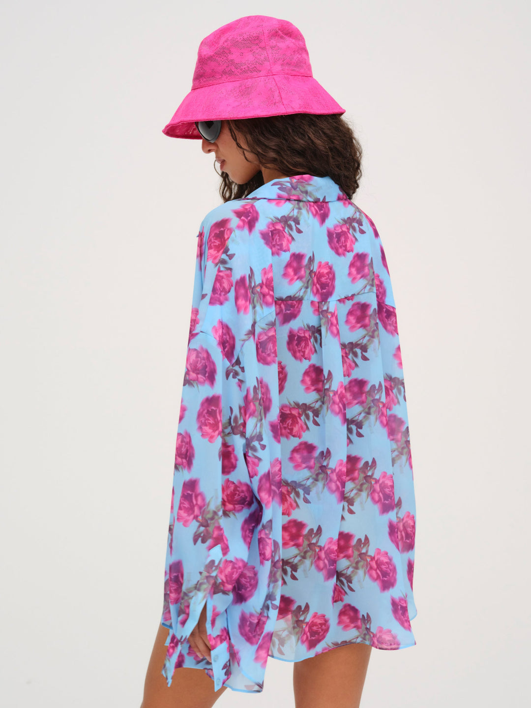 Floral Stems Button-Down Top — Blue