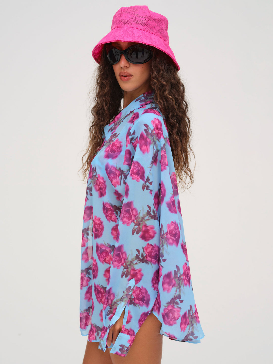 Floral Stems Button-Down Top — Blue