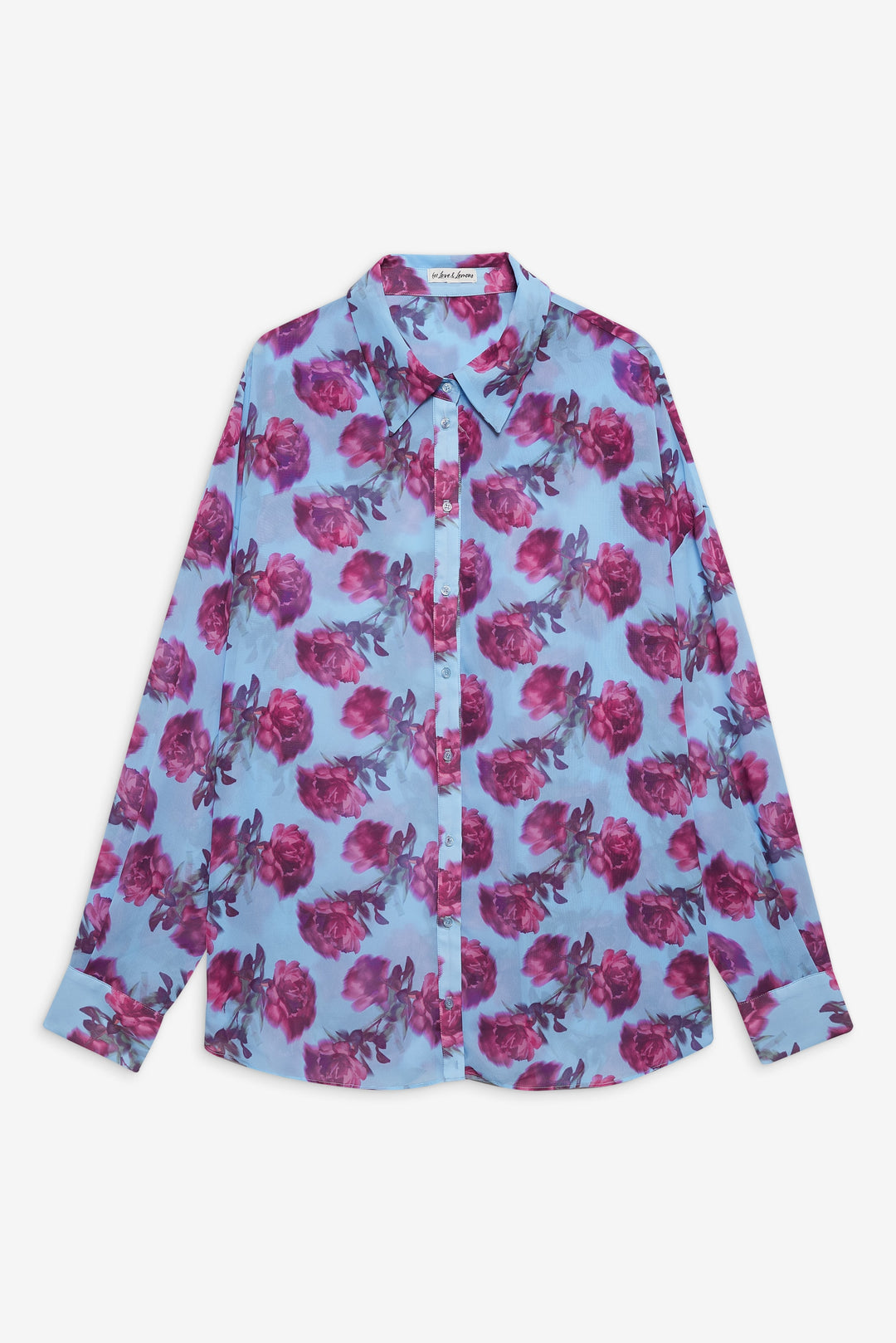 Floral Stems Button-Down Top — Blue
