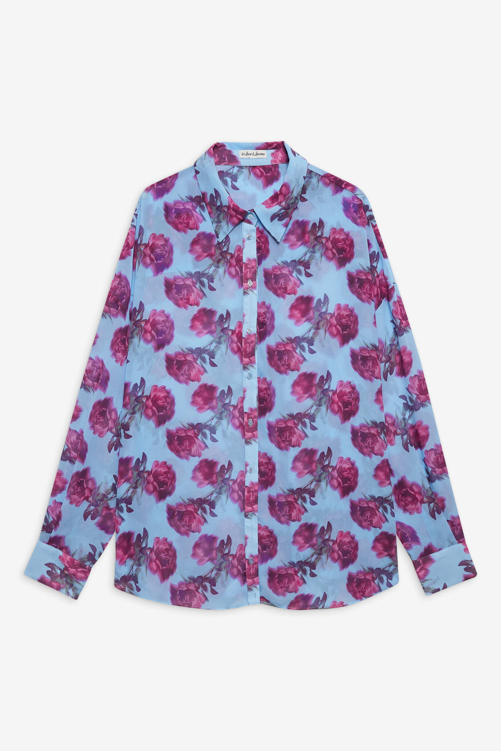 Floral Stems Button-Down Top — Blue