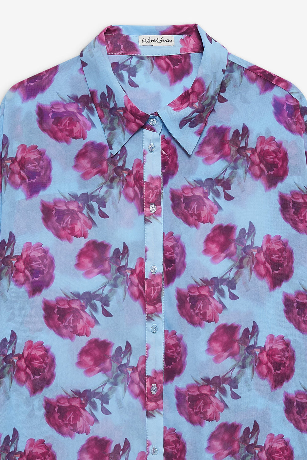 Floral Stems Button-Down Top — Blue