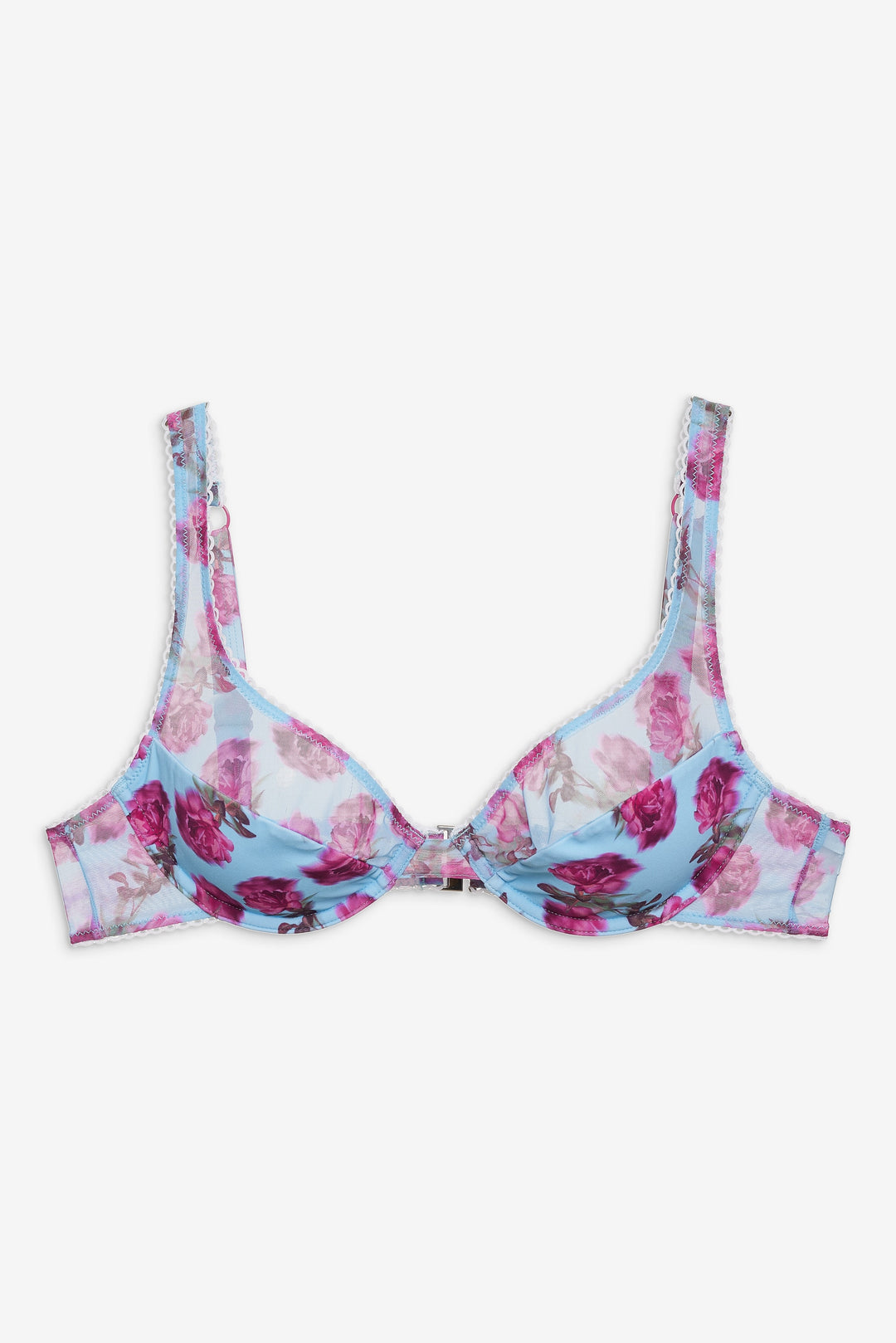 Floral Stems Underwire Bikini Top — Blue