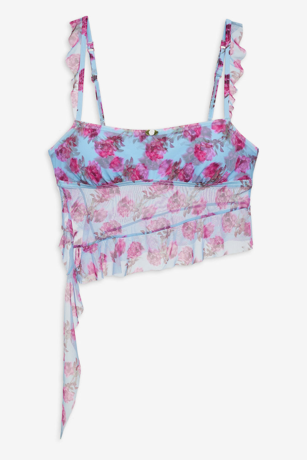 Floral Stems Ruffle Tankini — Blue