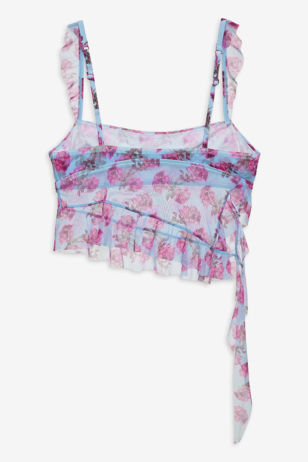 Floral Stems Ruffle Tankini — Blue