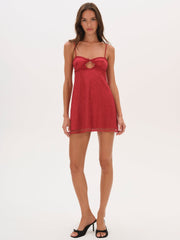 Glitter Slip Dress — Red