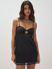 Glitter Slip Dress — Black