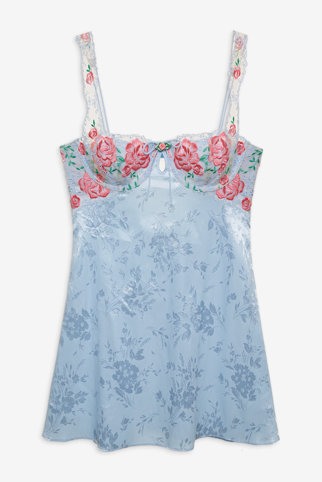 Vintage Rose Eyelet Slip — Blue