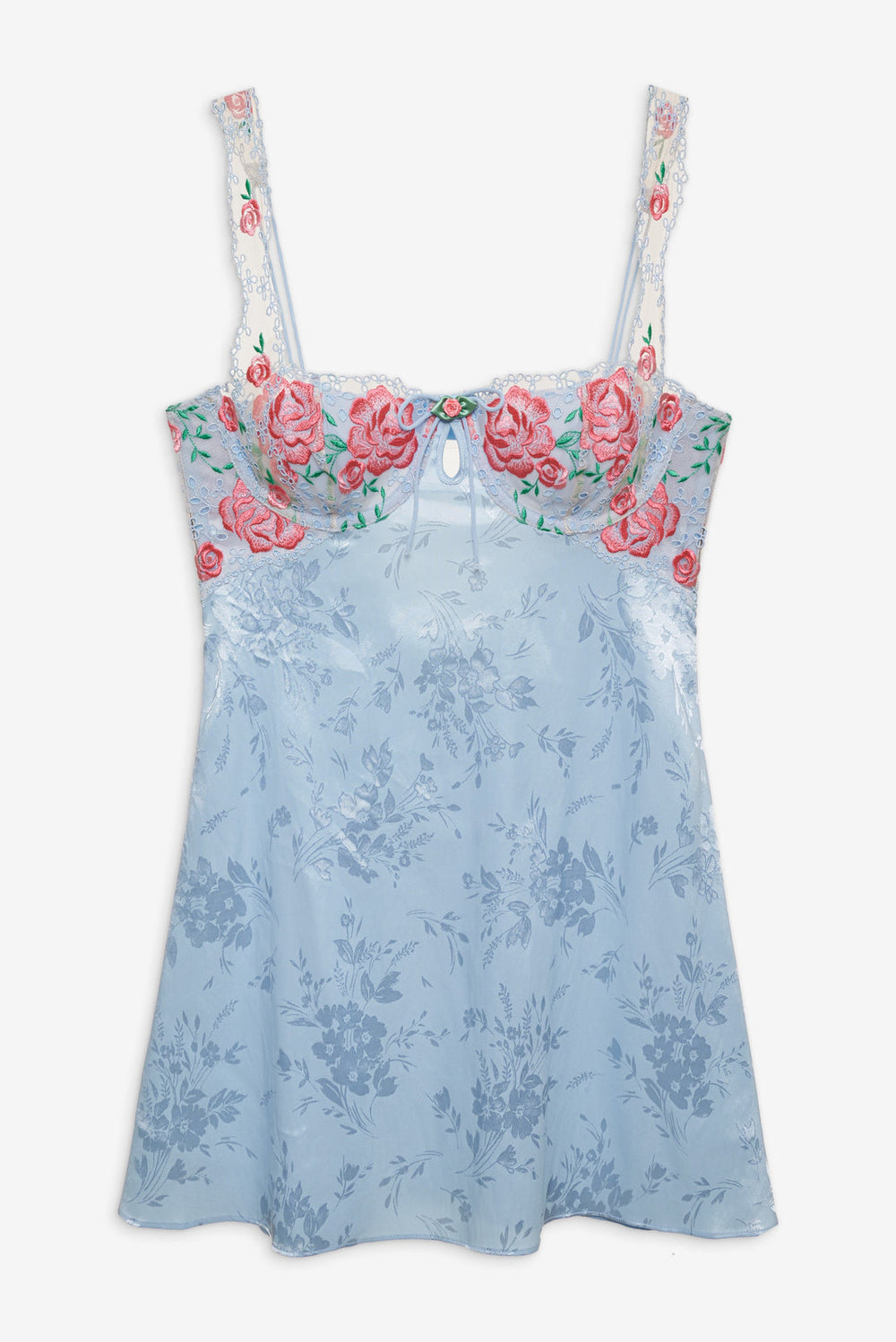 Vintage Rose Eyelet Slip — Blue