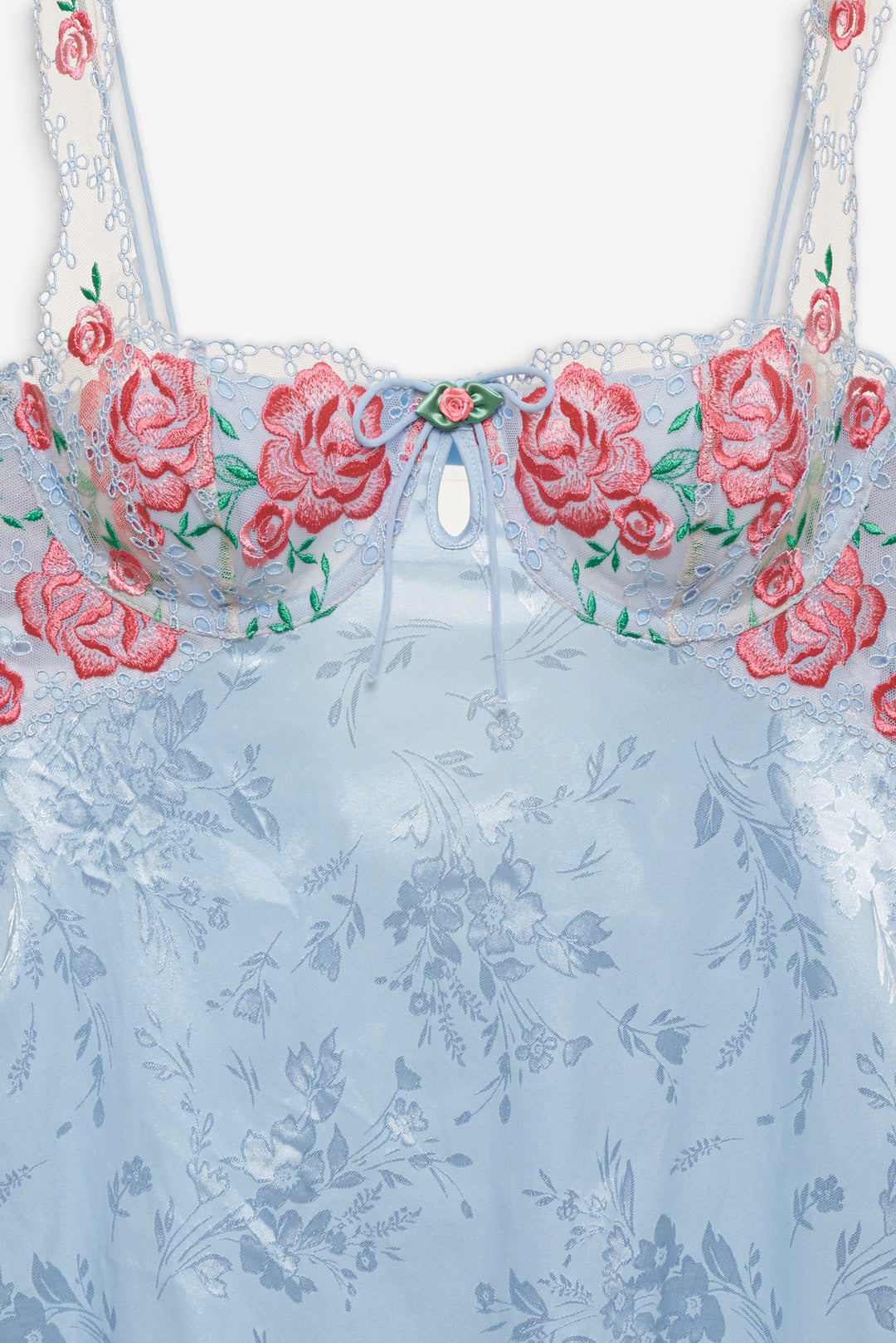 Vintage Rose Eyelet Slip — Blue