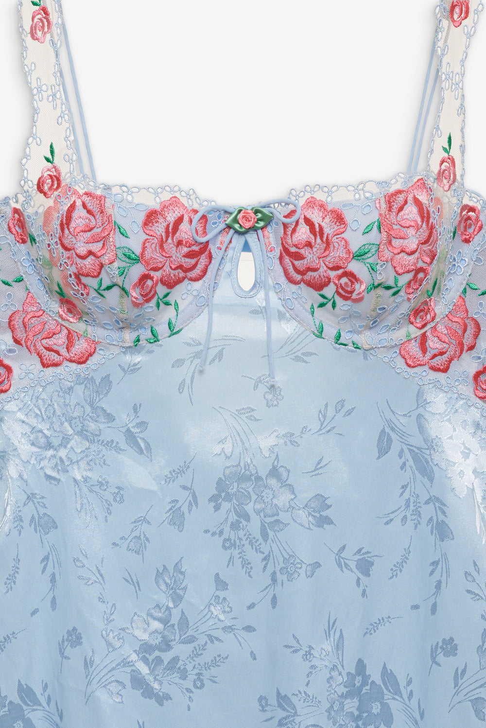 Vintage Rose Eyelet Slip — Blue