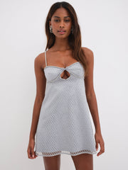 Glitter Slip Dress — Silver