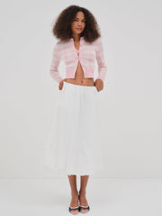 Brushed Gingham Knit Cardigan — Pink