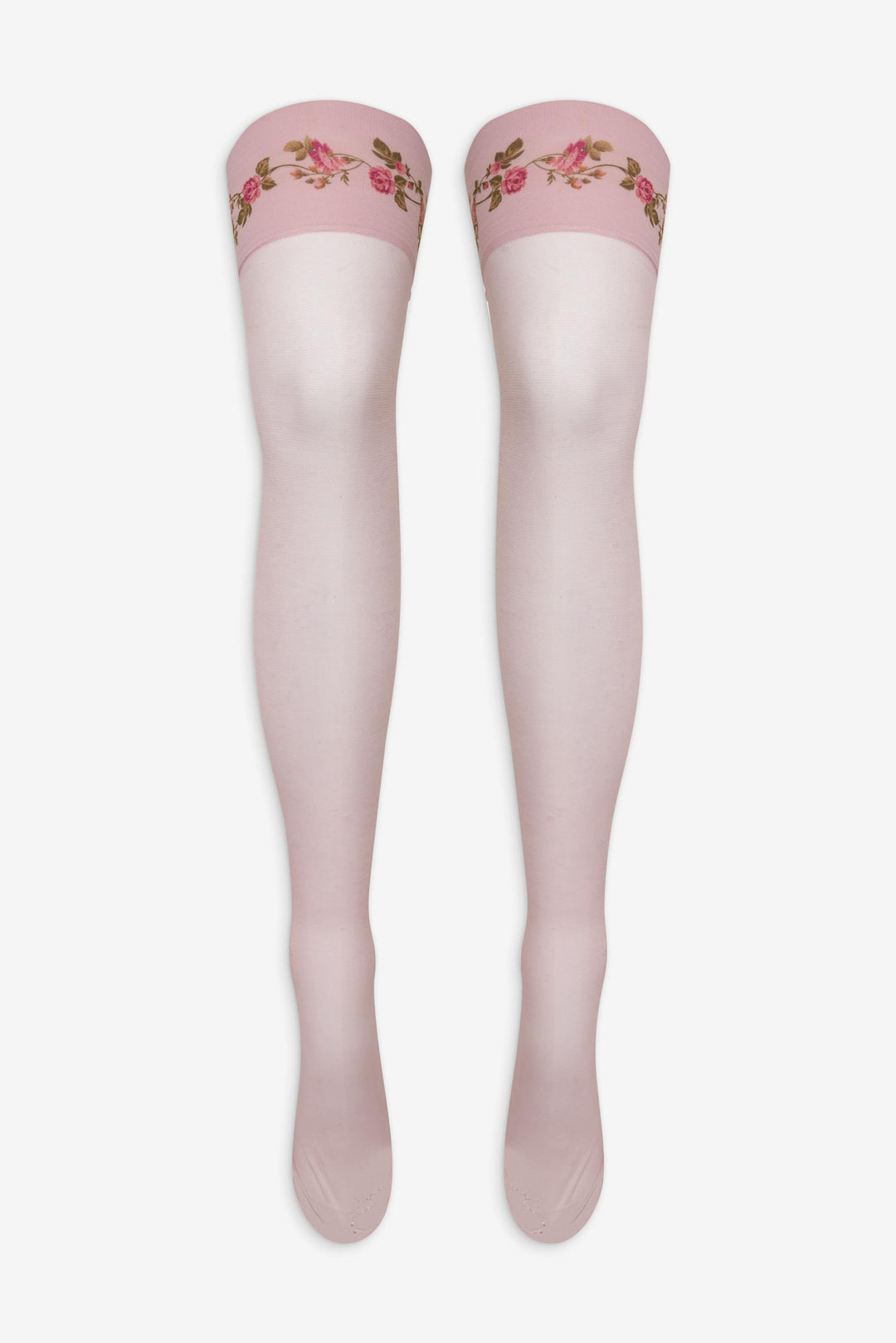 Rose Vine Thigh-High Socks — Pink