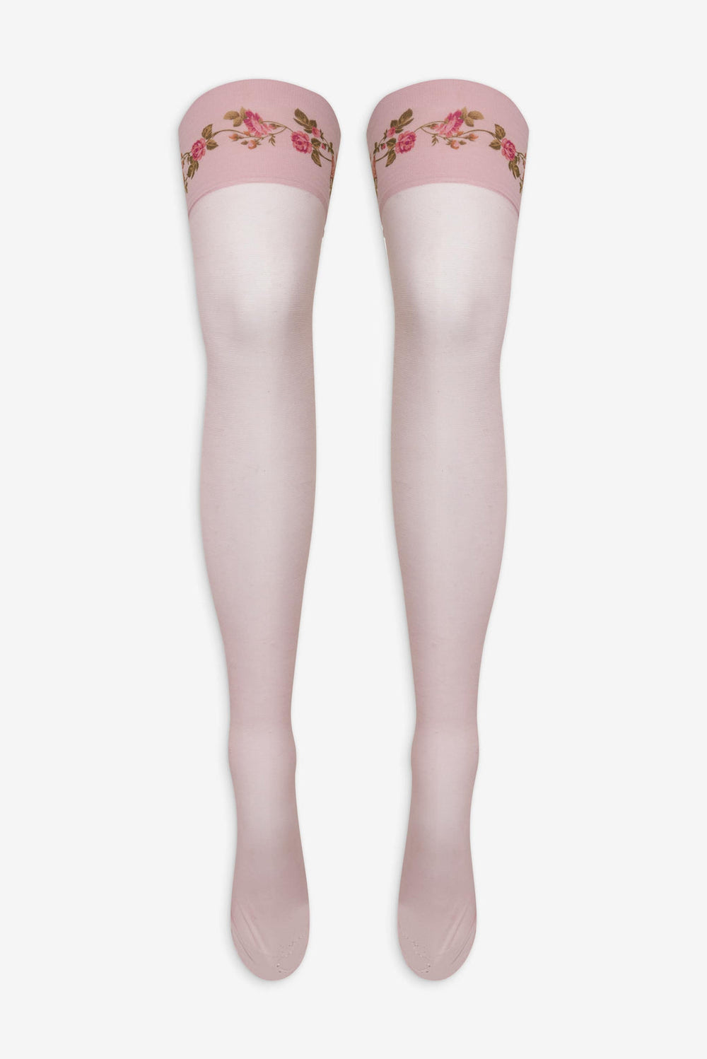 Rose Vine Thigh-High Socks — Pink