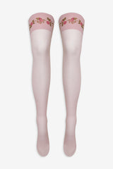 Rose Vine Thigh-High Socks — Pink