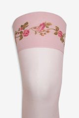 Rose Vine Thigh-High Socks — Pink