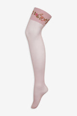 Rose Vine Thigh-High Socks — Pink