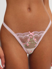 Ily Embroidered Thong Panty — Pink