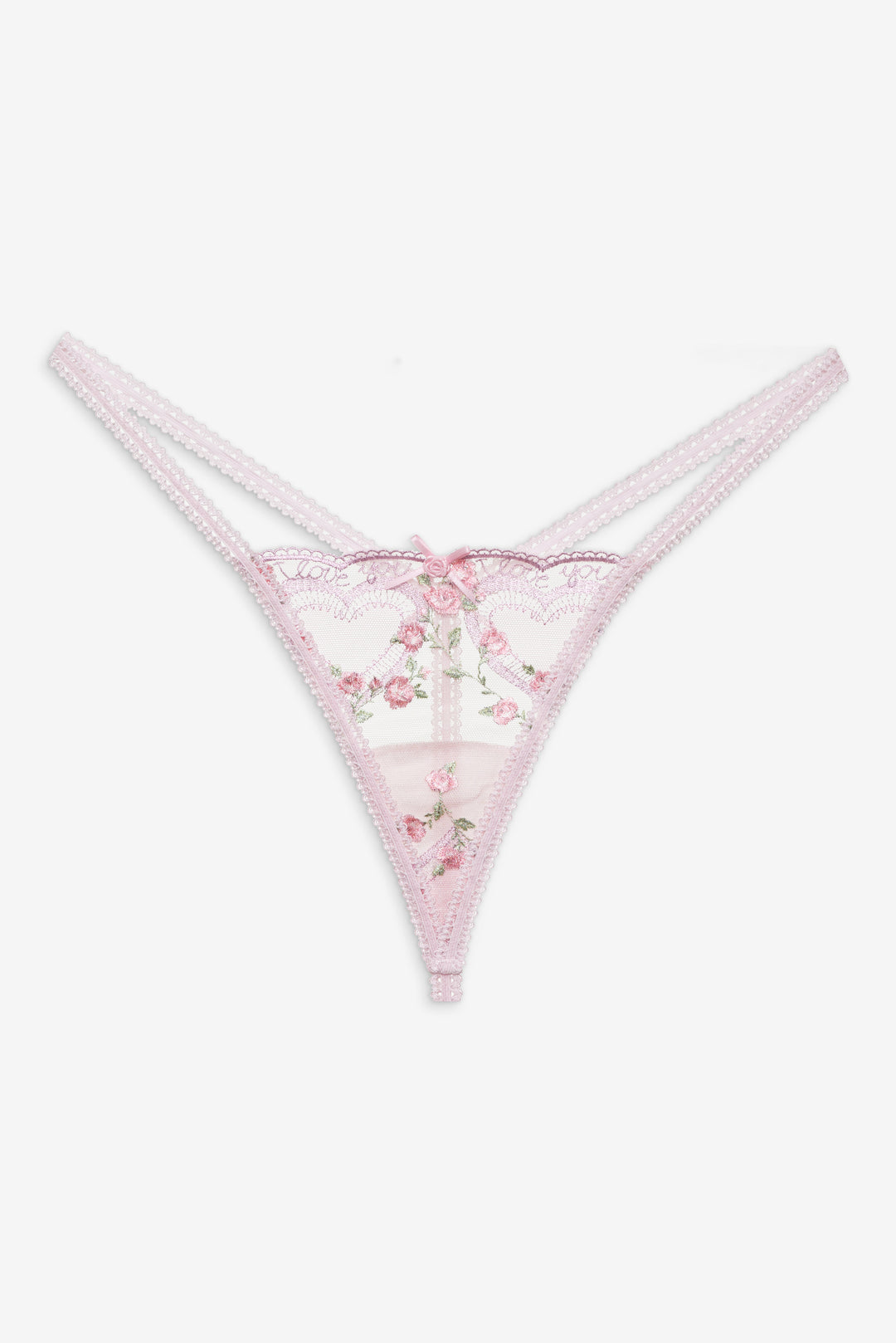 Ily Embroidered Thong Panty — Pink