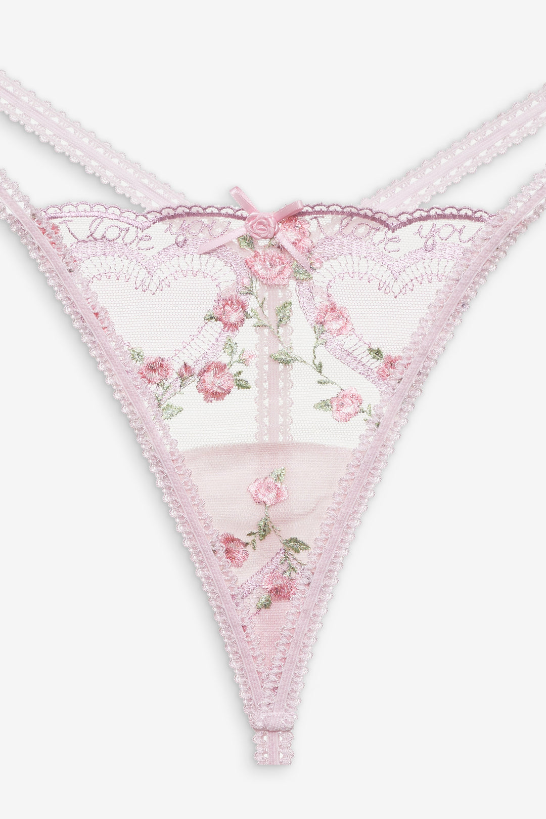 Ily Embroidered Thong Panty — Pink