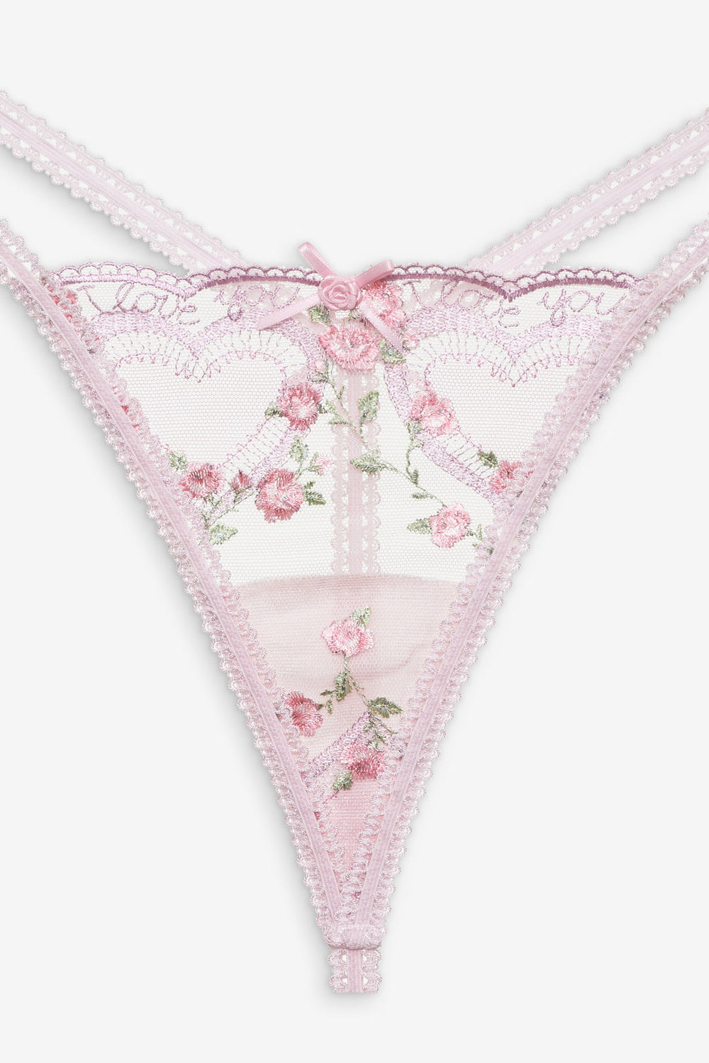 Ily Embroidered Thong Panty — Pink