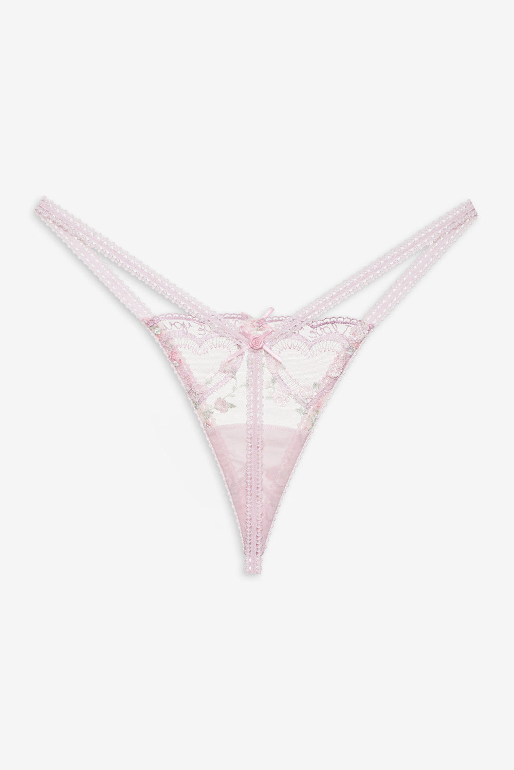 Ily Embroidered Thong Panty — Pink