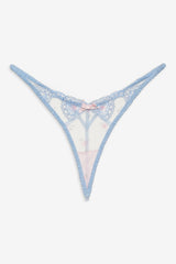 Dainty Doily Thong Panty — Blue
