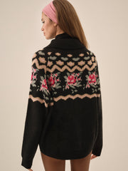 Ski Lodge Zip-Up Sweater — Black