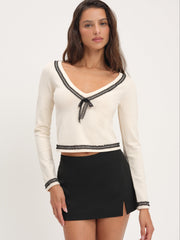 Greta Long Sleeve Knit Top — Cream