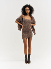 Nathalie Knit Mini Dress — Brown
