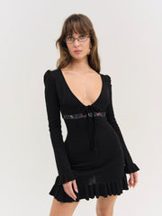 Naomi Knit Mini Dress — Black