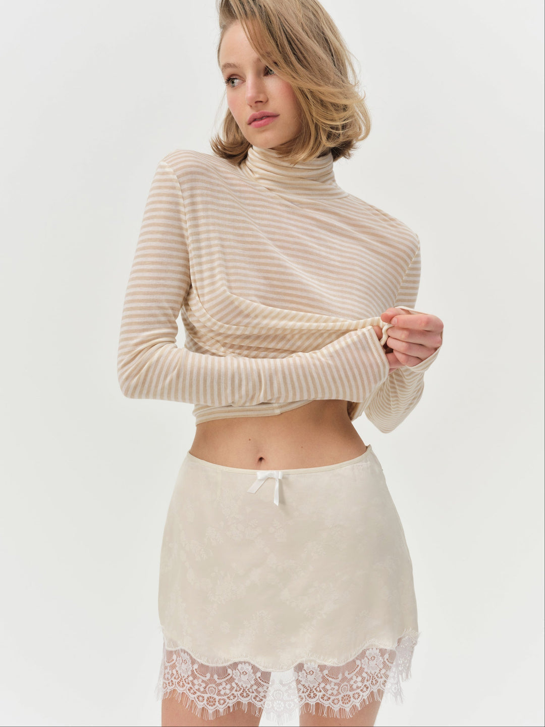 Athena Turtle Neck Top — Cream
