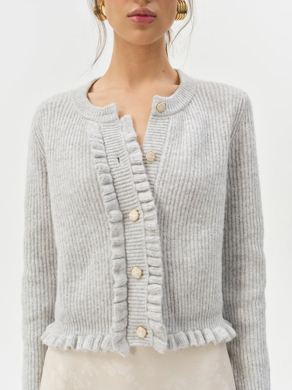 Mia Soft Knit Cardigan — Grey