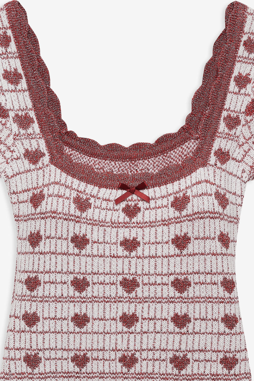 Candy Heart Knit Mini Dress — Cream