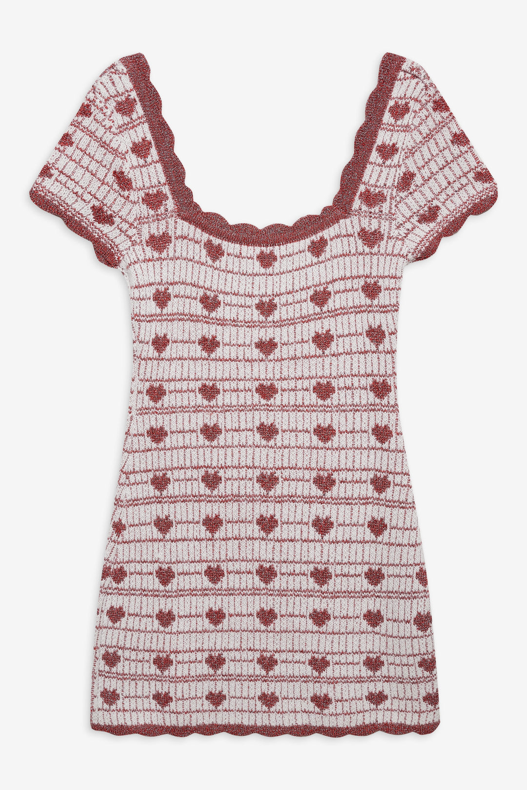 Candy Heart Knit Mini Dress — Cream
