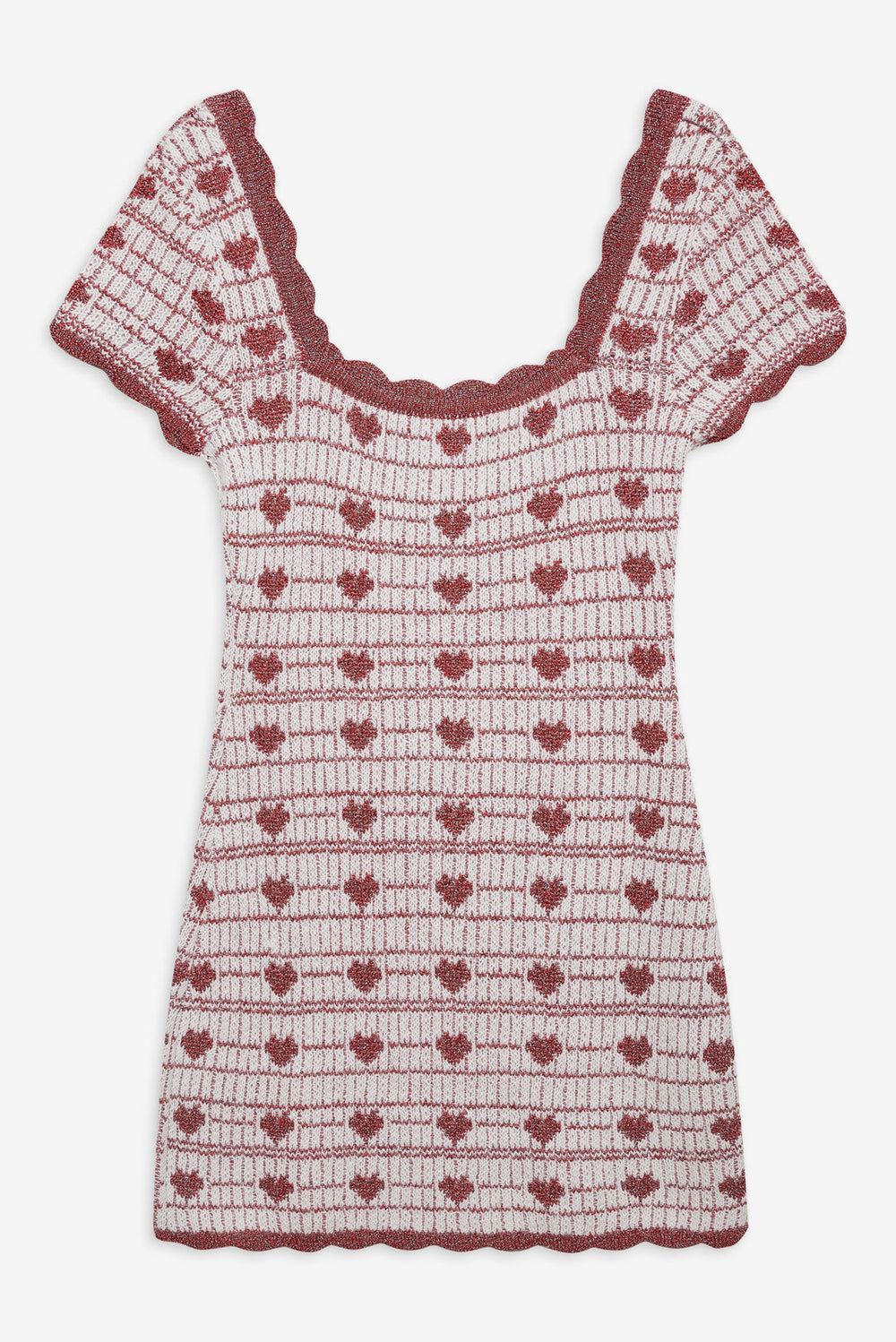 Candy Heart Knit Mini Dress — Cream