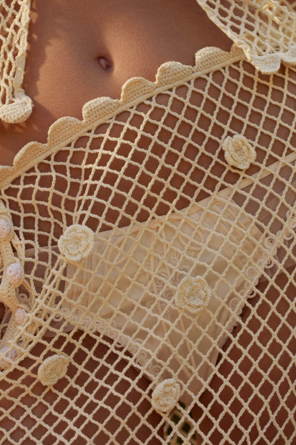 Betty Bouquet Knit Midi Skirt — Cream