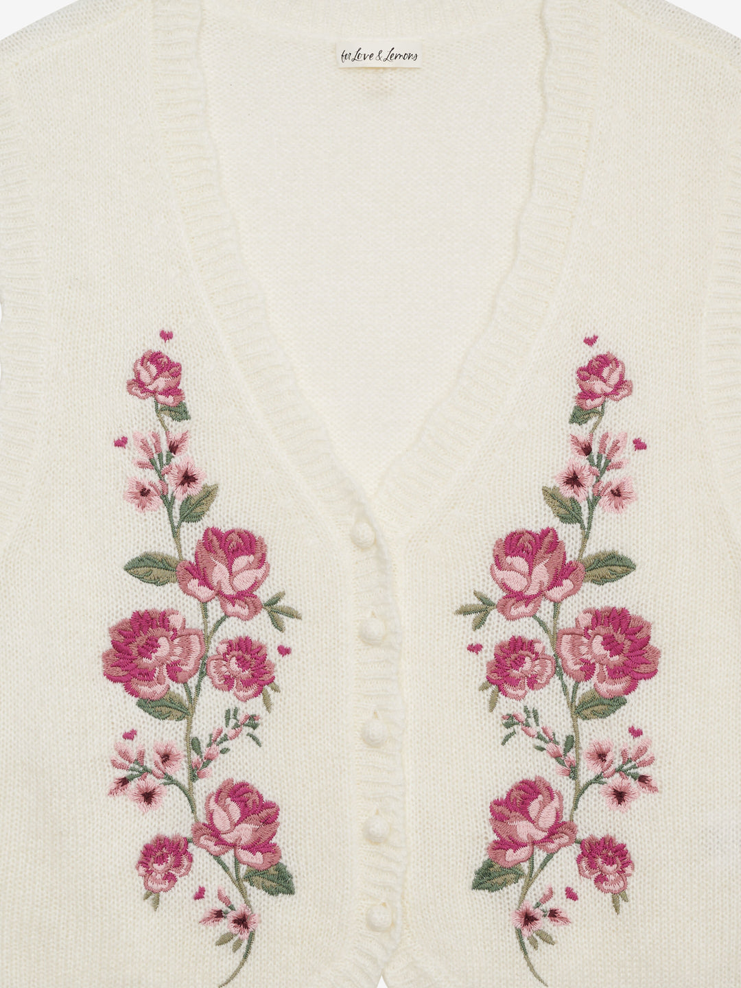 Molly Embroidered Sweater Vest — Cream