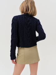 Emily Cable Knit Cardigan — Navy