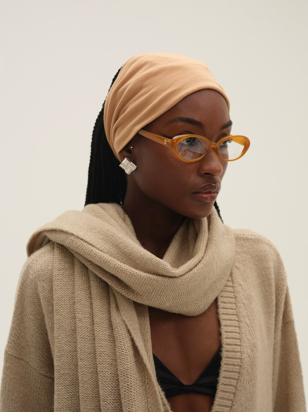 Solana Cardigan with Scarf — Tan