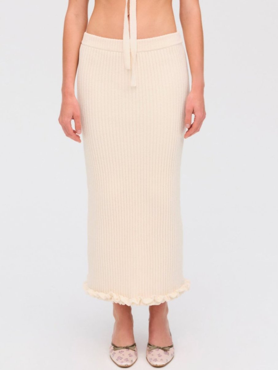 Rey Knit Midi Skirt — Cream