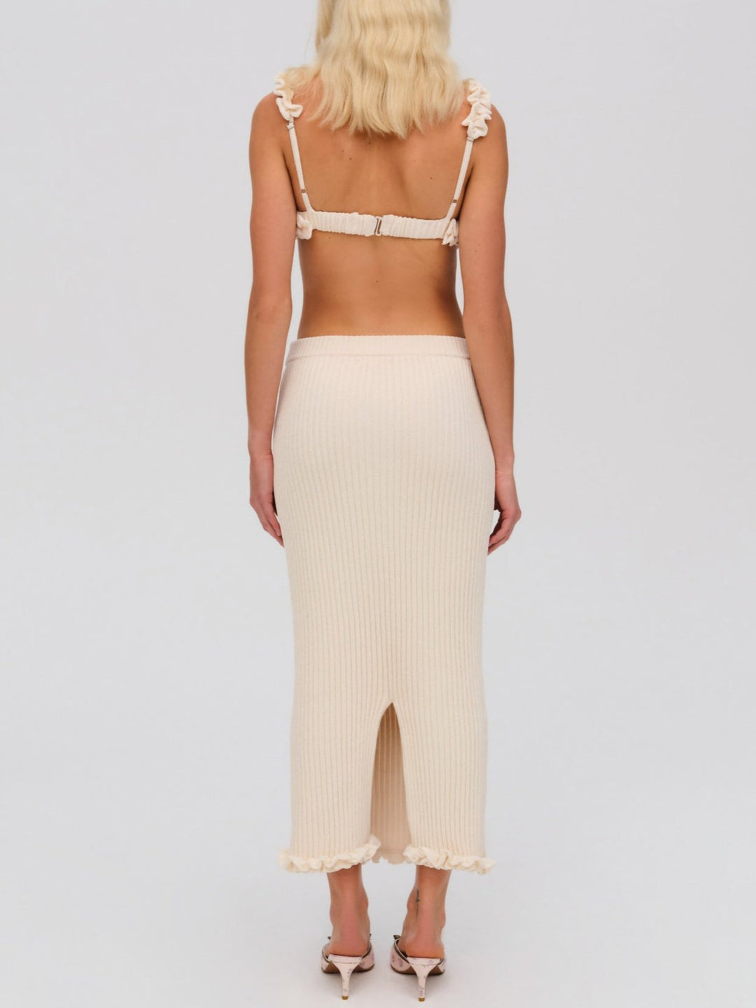 Rey Knit Midi Skirt — Cream