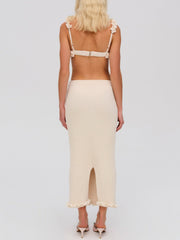 Rey Knit Midi Skirt — Cream