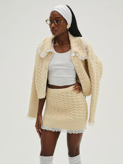 Milana Knit Mini Skirt — Cream