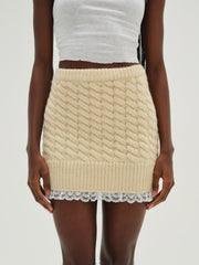 Milana Knit Mini Skirt — Cream