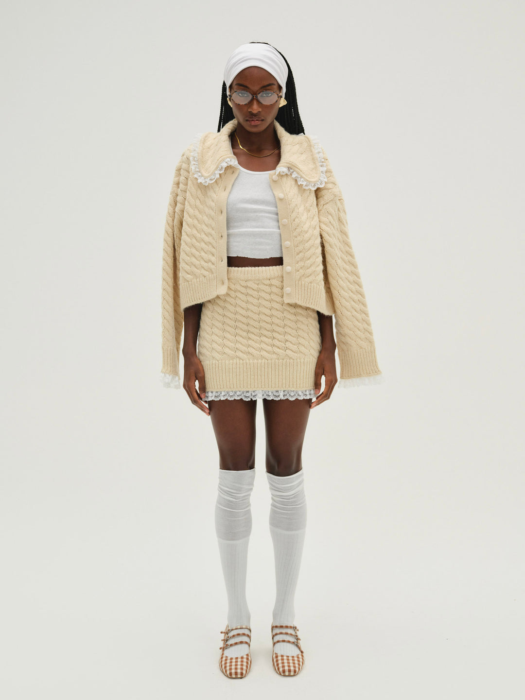 Milana Knit Mini Skirt — Cream