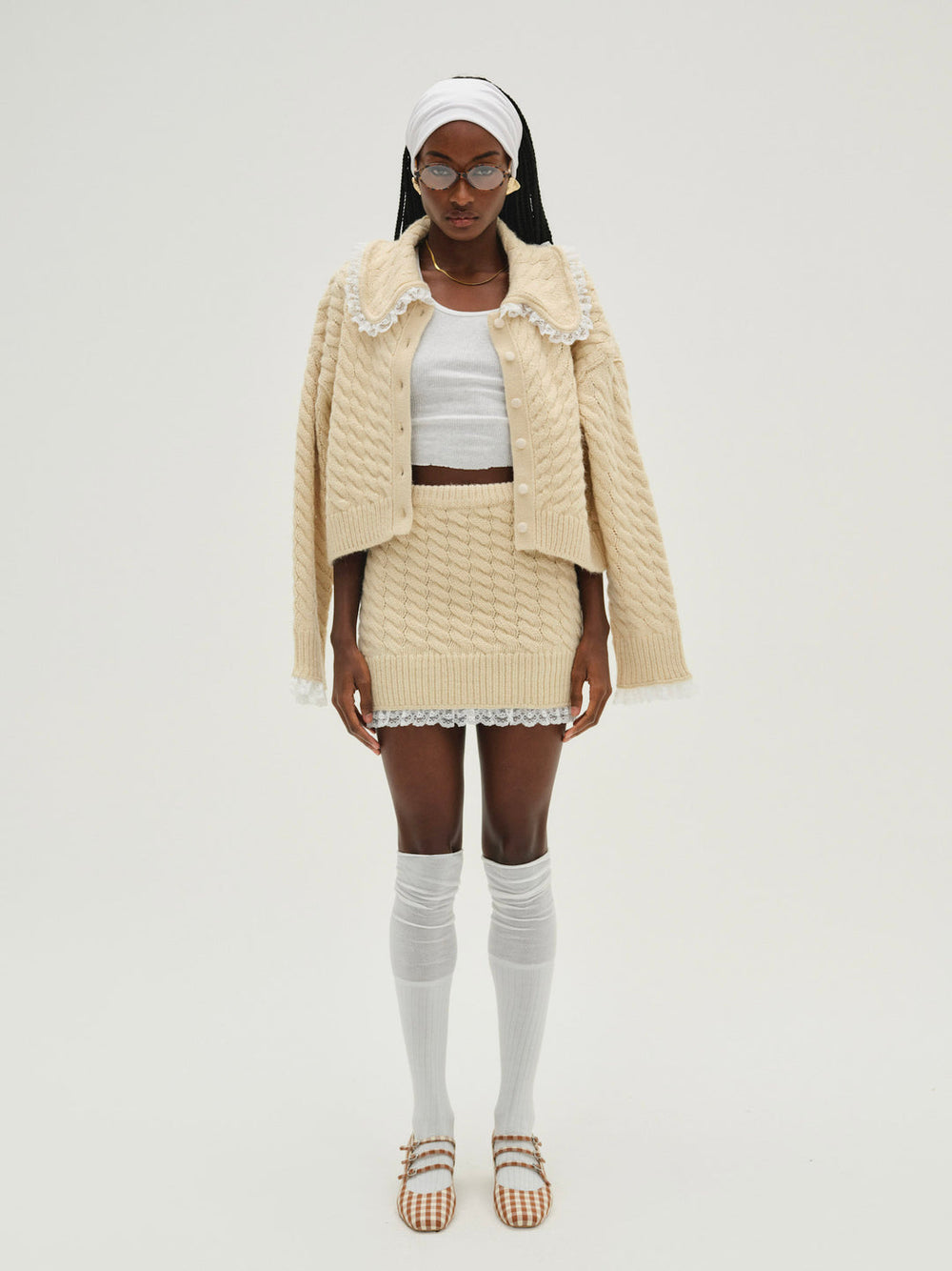 Milana Knit Mini Skirt — Cream