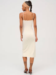 Sisi Scallop Knit Midi Dress — Cream