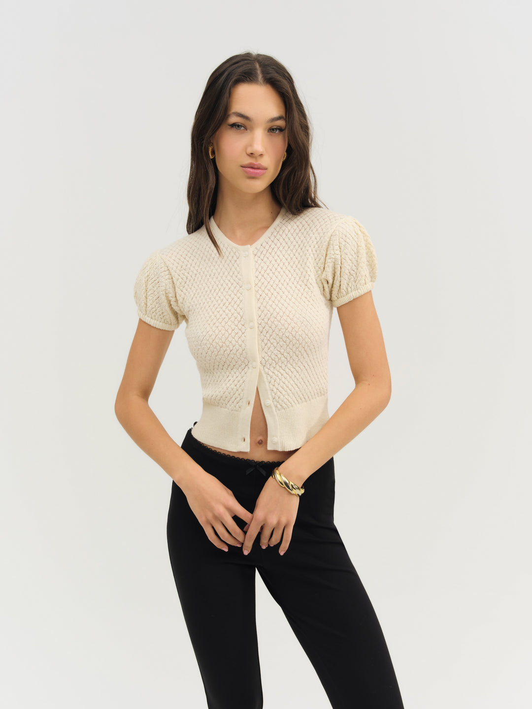 Maritime Knit Cardigan & Scarf — Cream