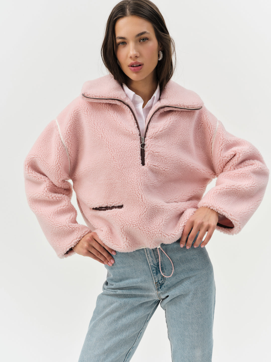 Melody Pullover Sherpa Jacket — Pink